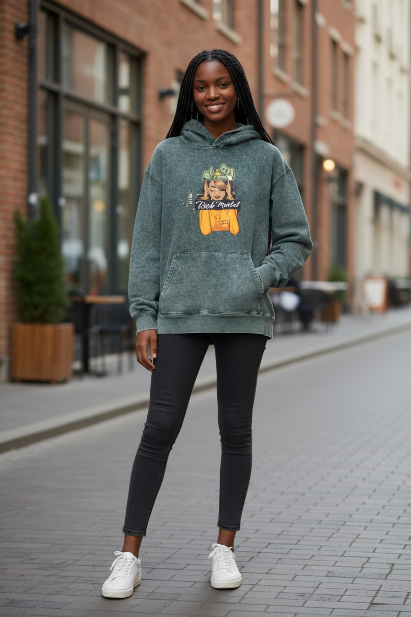 Rich B!t€h Acid Wash Hoodie