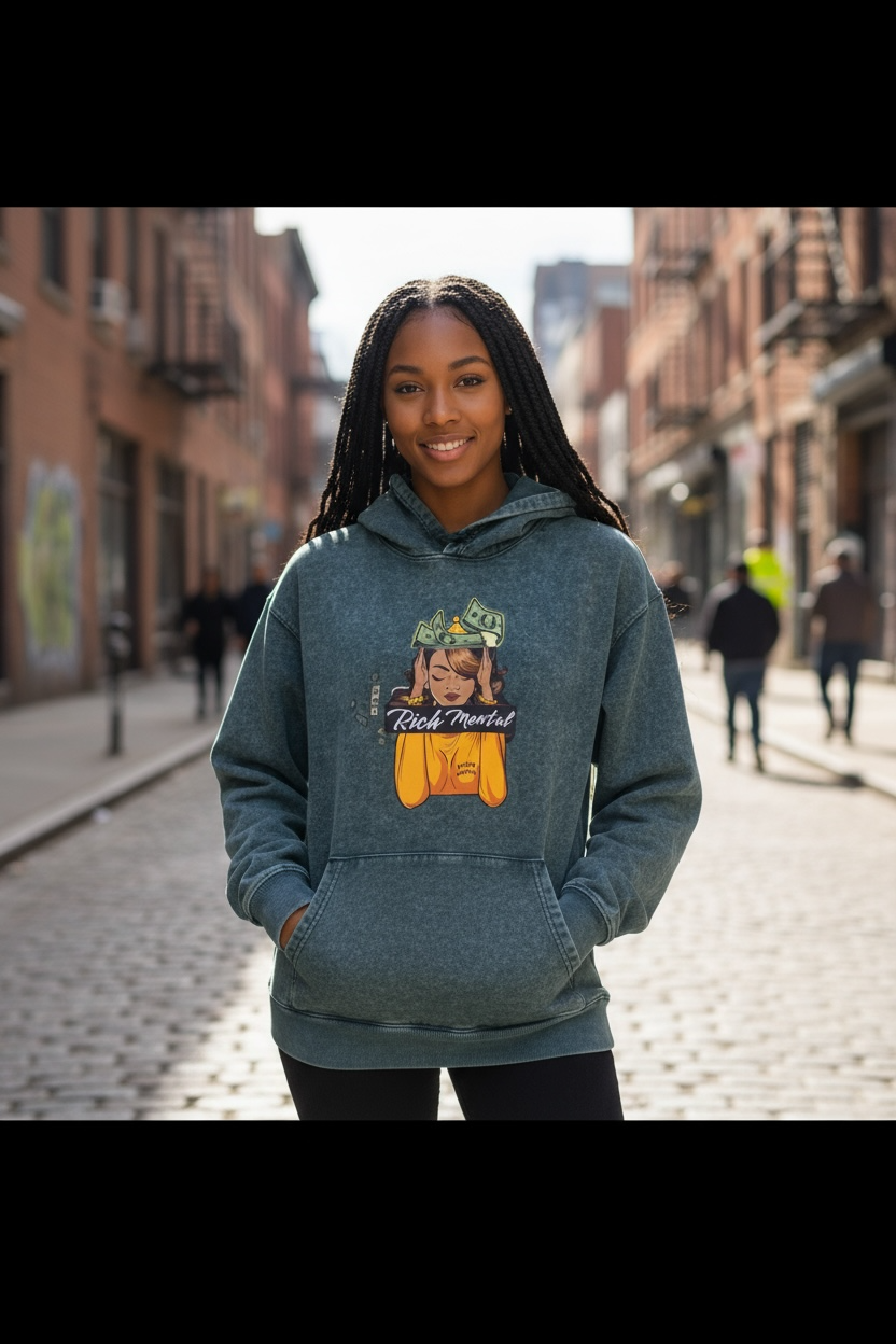 Rich B!t€h Acid Wash Hoodie